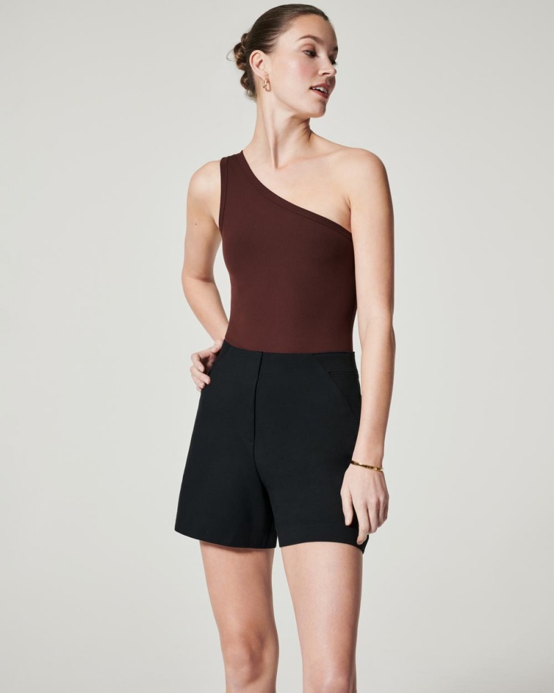 Body Spanx Suit Yourself Žebrovaný One Shoulder Káva | 3876512-LE