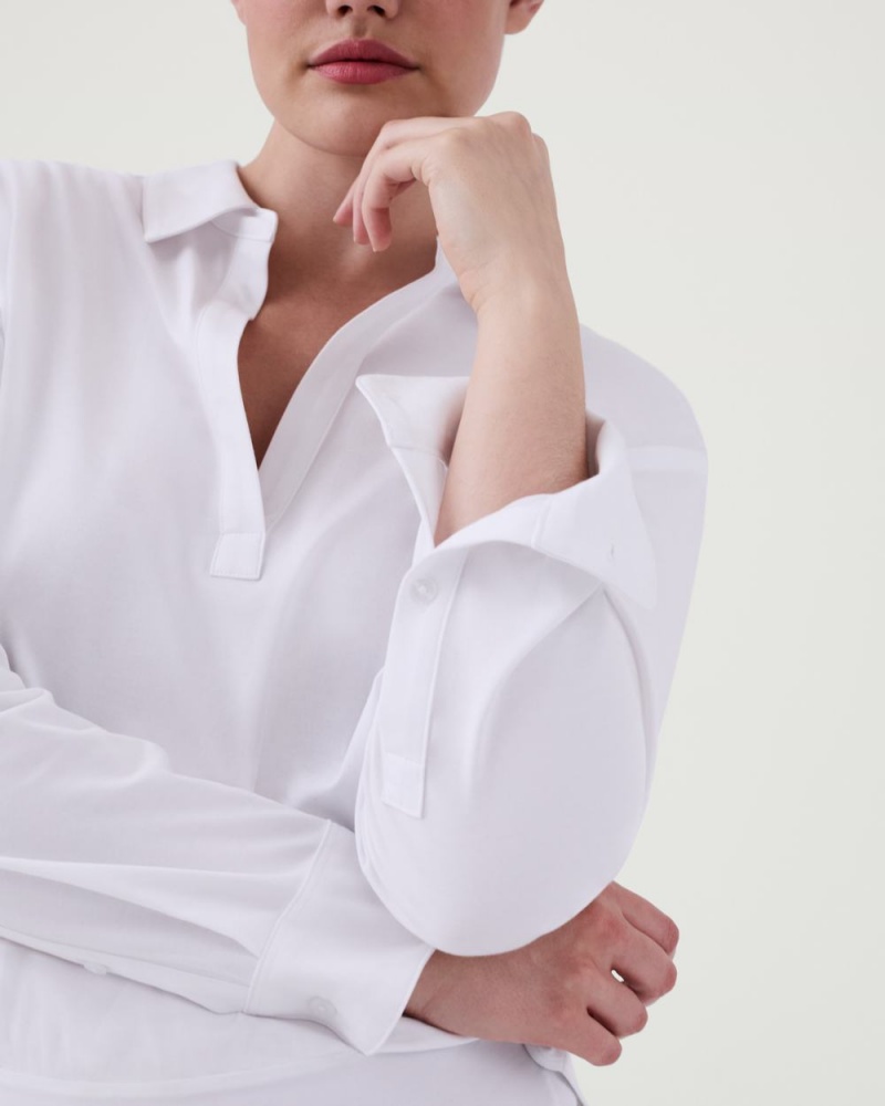 Body Spanx The Collared Long Sleeve Bílé | 4379512-WD