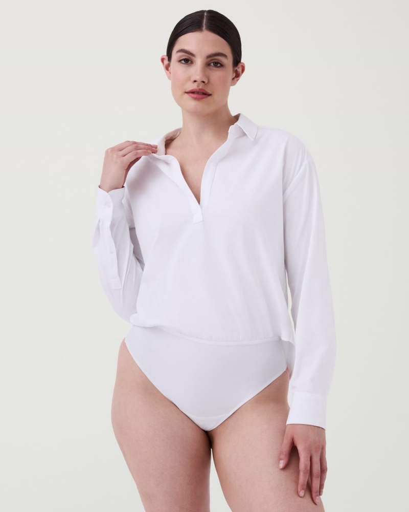 Body Spanx The Collared Long Sleeve Bílé | 4379512-WD