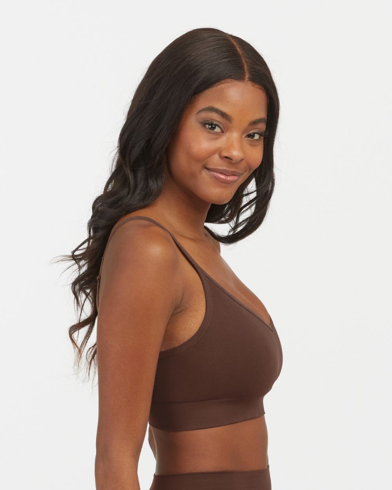 Bralette Spanx EcoCare Seamless Shaping Longline Hnědé | 3760495-IZ