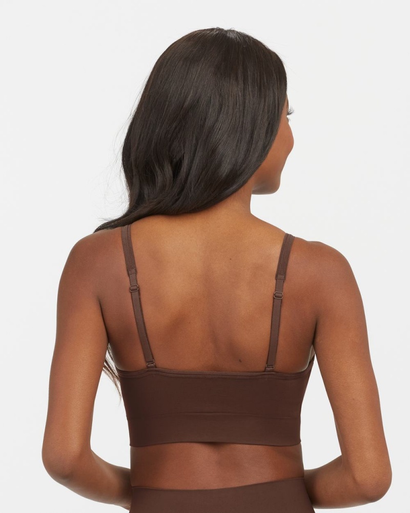 Bralette Spanx EcoCare Seamless Shaping Longline Hnědé | 3760495-IZ