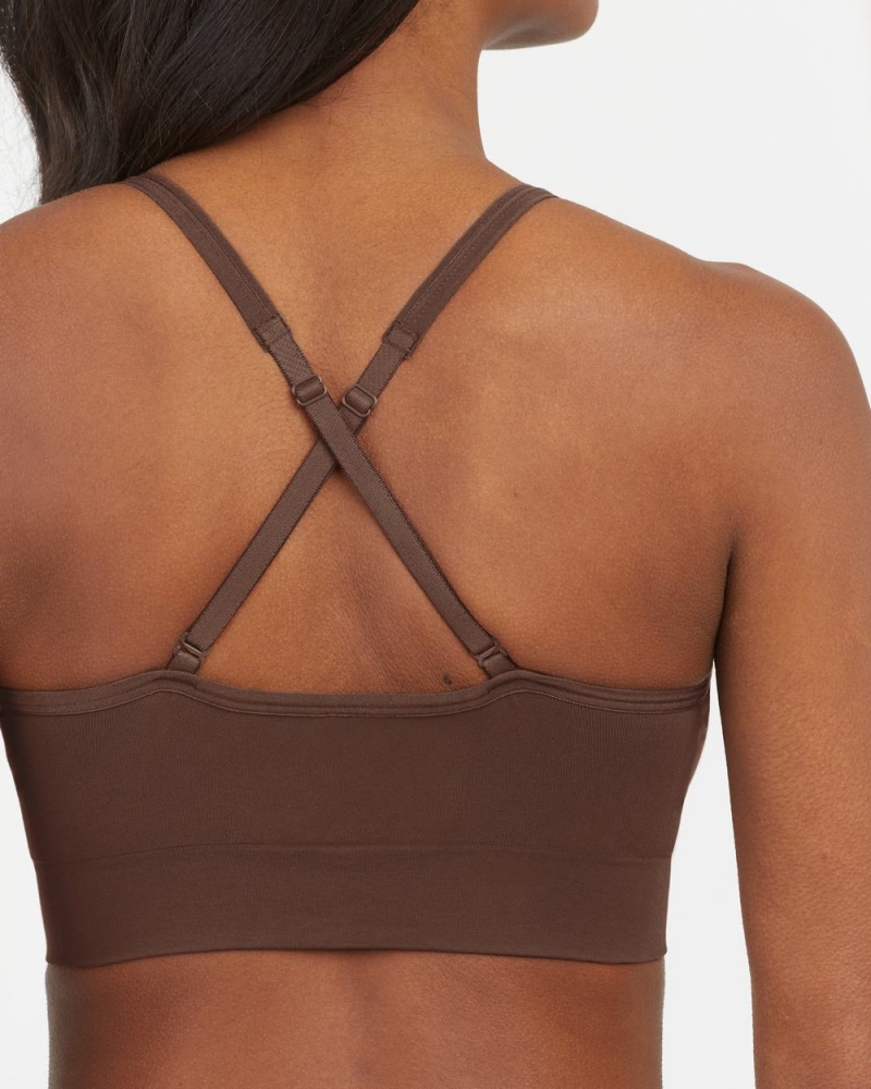 Bralette Spanx EcoCare Seamless Shaping Longline Hnědé | 3760495-IZ
