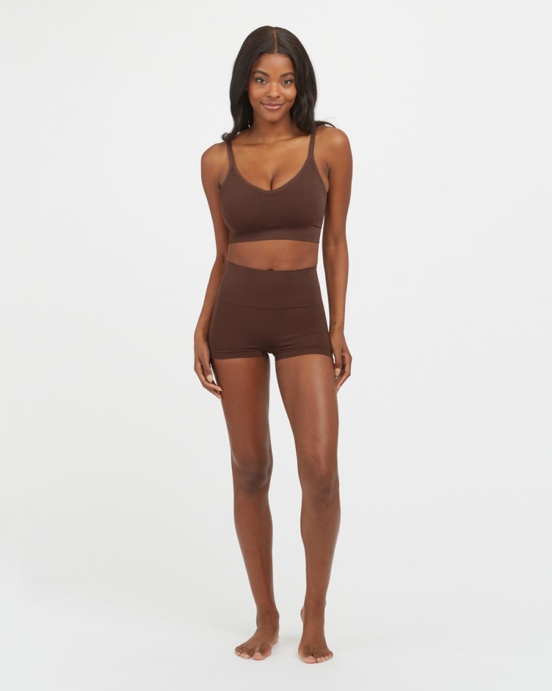 Bralette Spanx EcoCare Seamless Shaping Longline Hnědé | 3760495-IZ