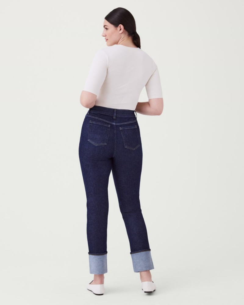 Džíny Spanx Cuffed Rovný Leg Indigo | 7649283-ZB