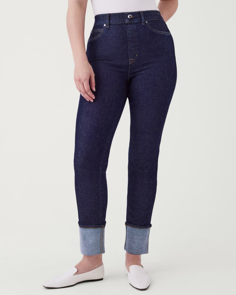 Džíny Spanx Cuffed Rovný Leg Indigo | 7649283-ZB