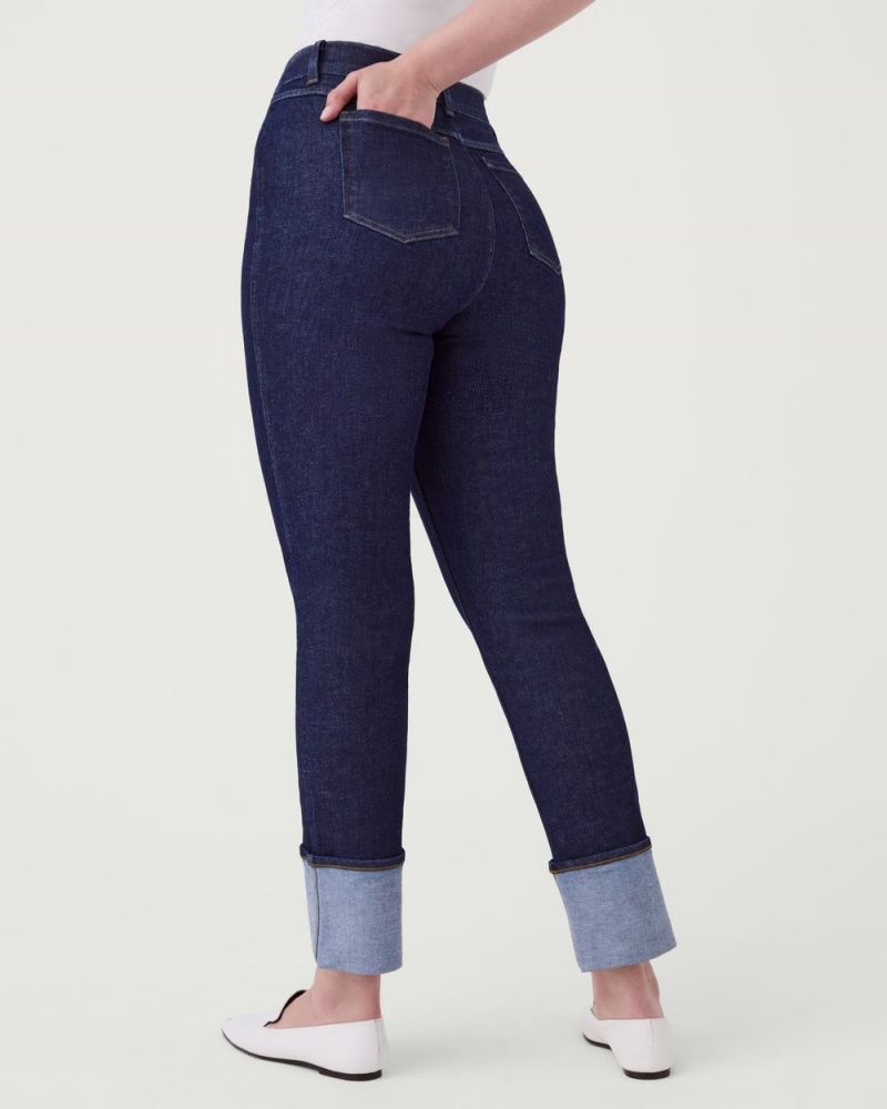 Džíny Spanx Cuffed Rovný Leg Indigo | 7649283-ZB