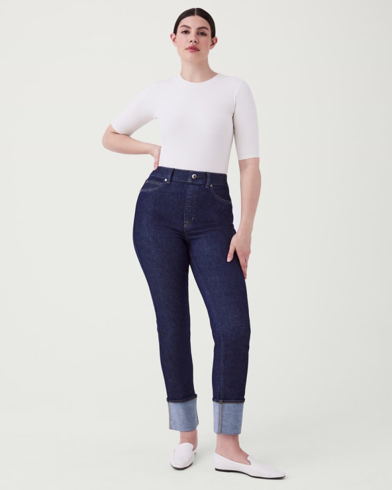 Džíny Spanx Cuffed Rovný Leg Indigo | 7649283-ZB