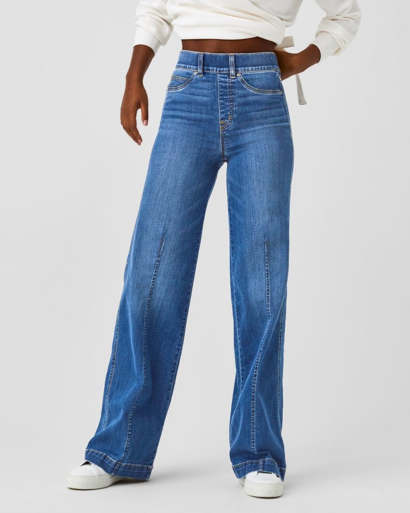 Džíny Spanx Seamed Front Široké Leg Indigo | 5610273-KD