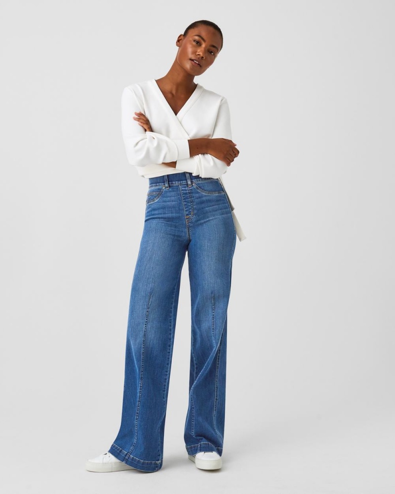 Džíny Spanx Seamed Front Široké Leg Indigo | 5610273-KD