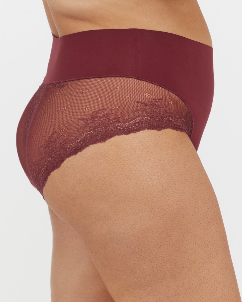 Kalhotky Spanx Undie-tectable® Krajkové Hi-Hipster Vínové | 6847310-HU