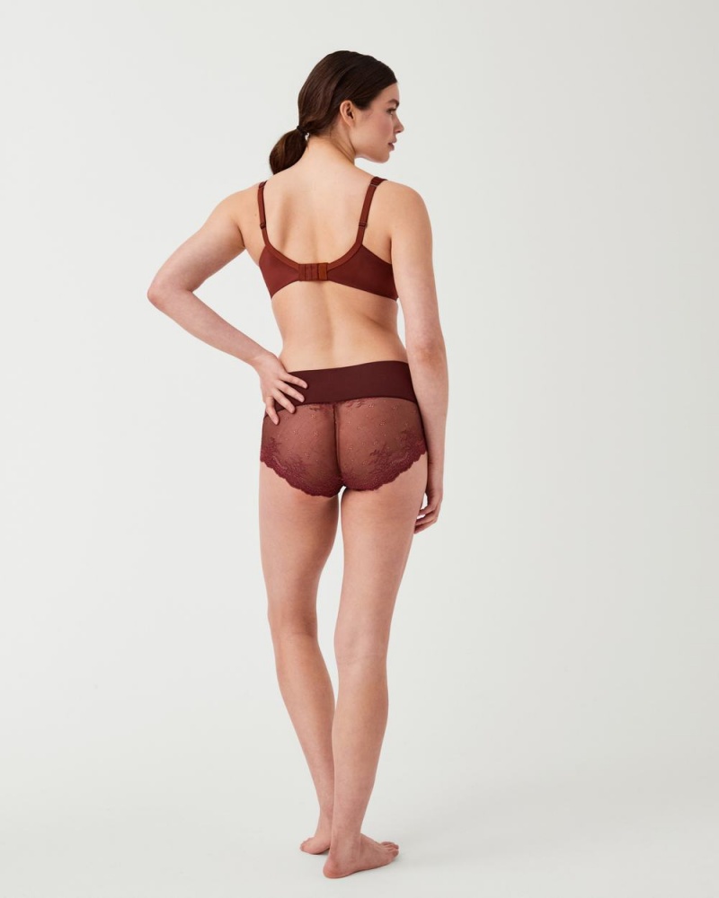 Kalhotky Spanx Undie-tectable® Krajkové Hi-Hipster Hnědé Růžové | 8041392-TP