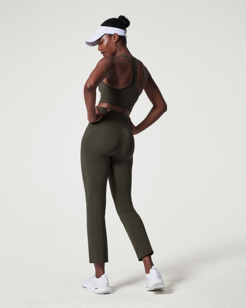 Kalhoty Spanx Booty Boost® Active Ankle Flare Olivy Zelené | 5734918-WF