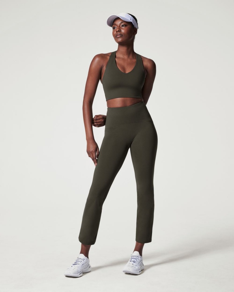 Kalhoty Spanx Booty Boost® Active Ankle Flare Olivy Zelené | 5734918-WF