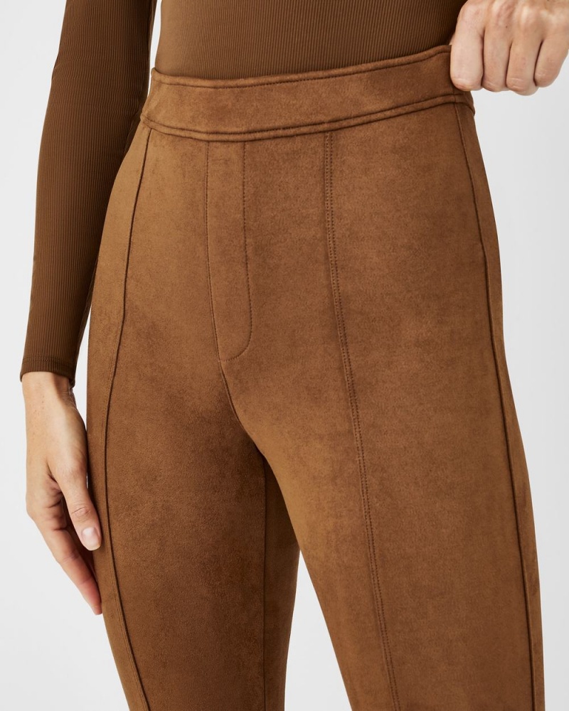 Kalhoty Spanx Faux Semišové Flare Hnědé | 5391476-WP
