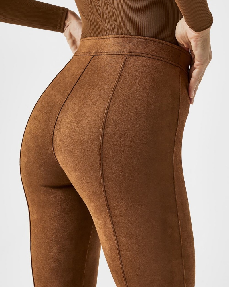 Kalhoty Spanx Faux Semišové Flare Hnědé | 5391476-WP
