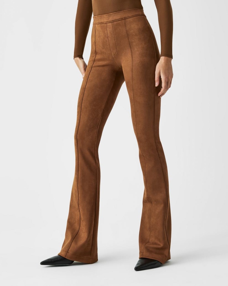 Kalhoty Spanx Faux Semišové Flare Hnědé | 5391476-WP