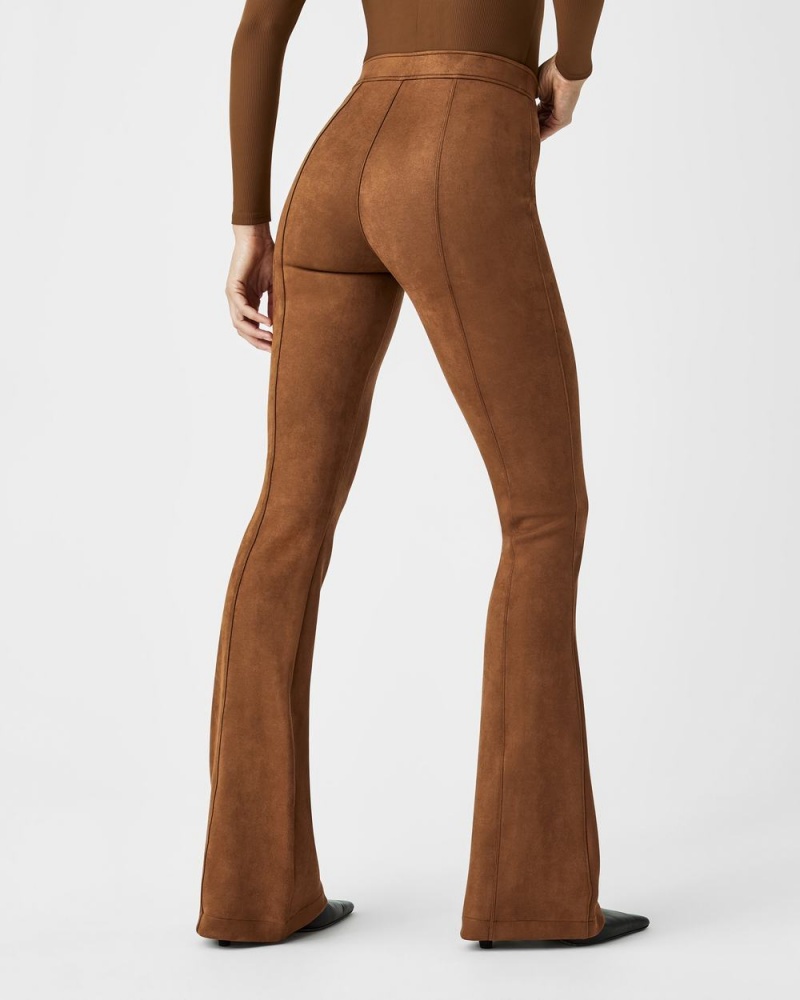 Kalhoty Spanx Faux Semišové Flare Hnědé | 5391476-WP