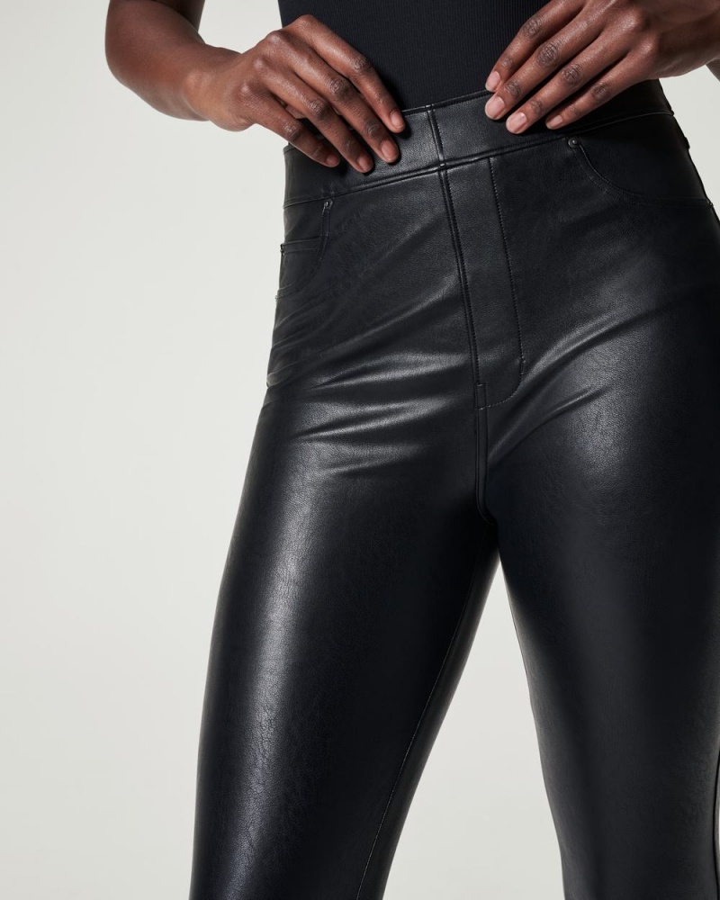 Kalhoty Spanx Læder-Like Ankle Hubená Černé | 9230671-UG
