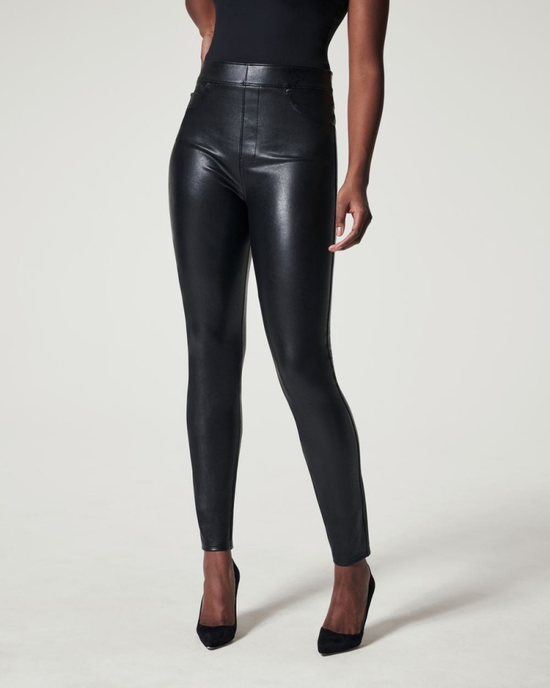 Kalhoty Spanx Læder-Like Ankle Hubená Černé | 9230671-UG