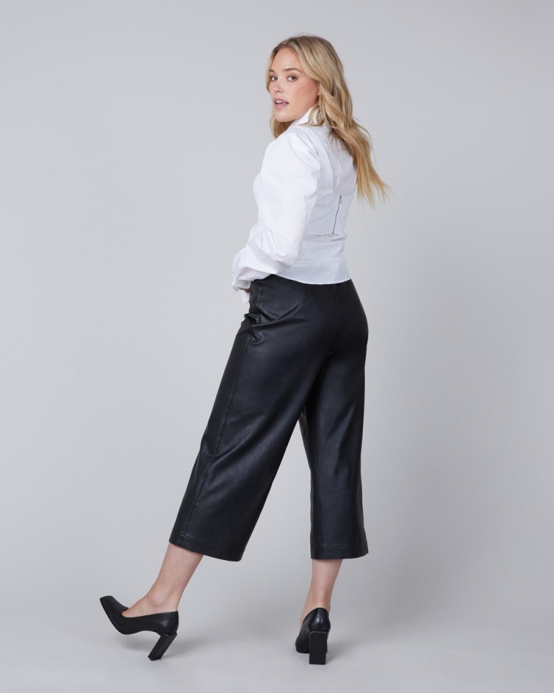 Kalhoty Spanx Læder-Like Culottes Černé | 2159463-FE