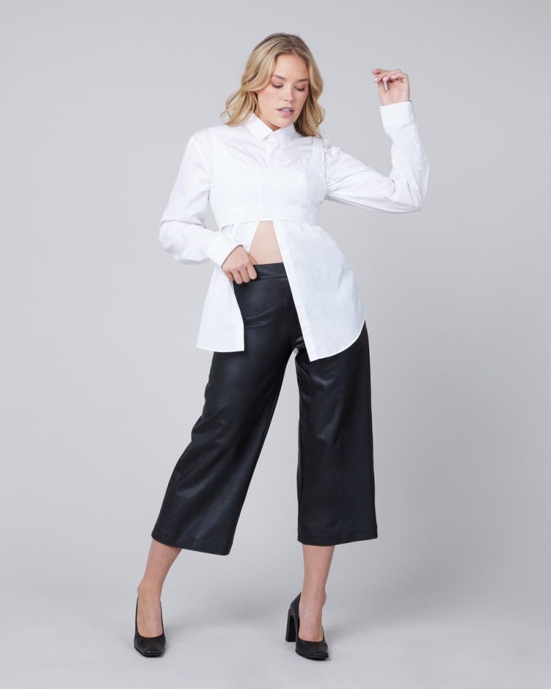 Kalhoty Spanx Læder-Like Culottes Černé | 2159463-FE