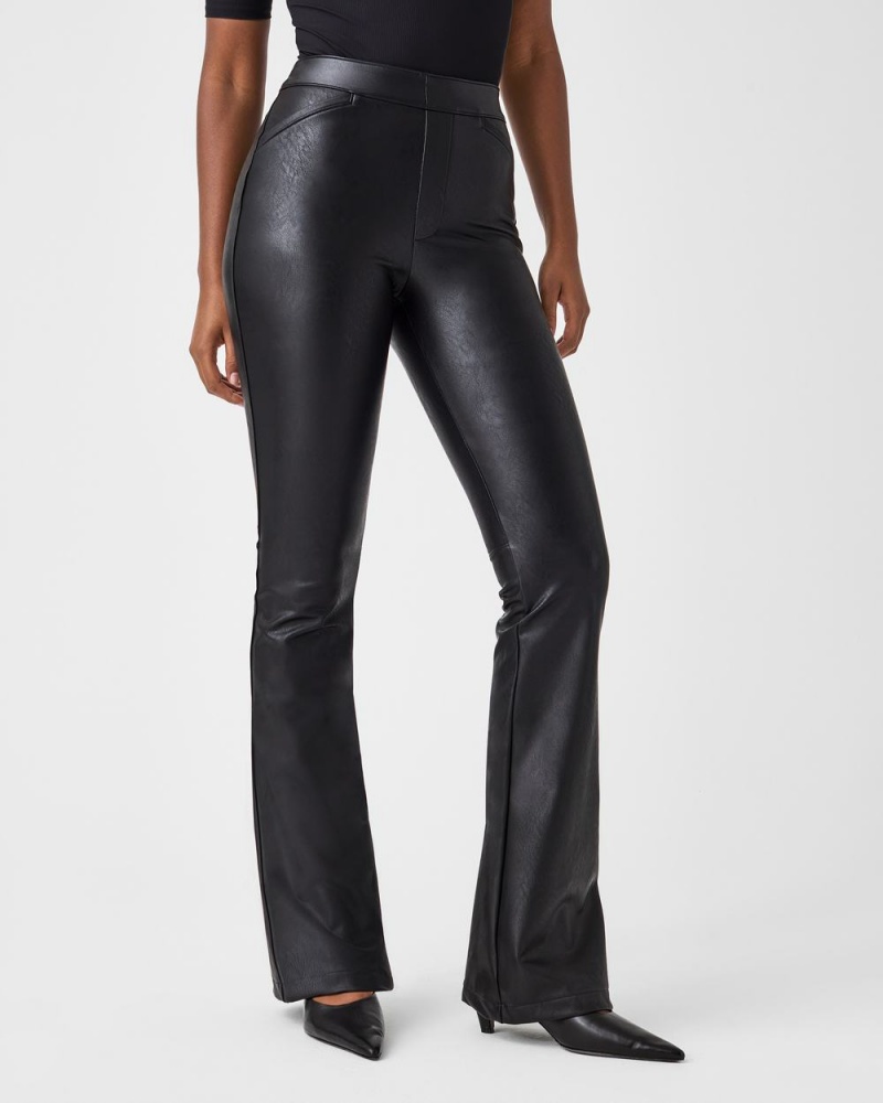 Kalhoty Spanx Læder-Like Flare Černé | 3012496-XV