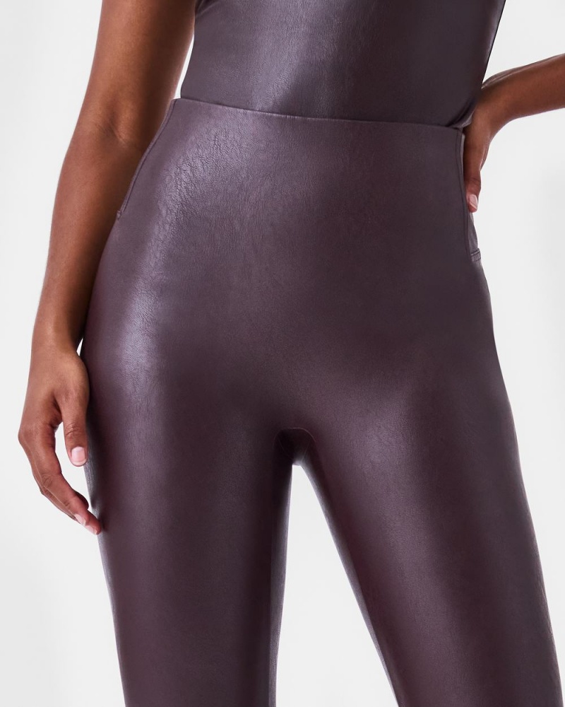 Kalhoty Spanx Læder-Like Front Slit Hubená Růžové Čokolády | 1604387-RM