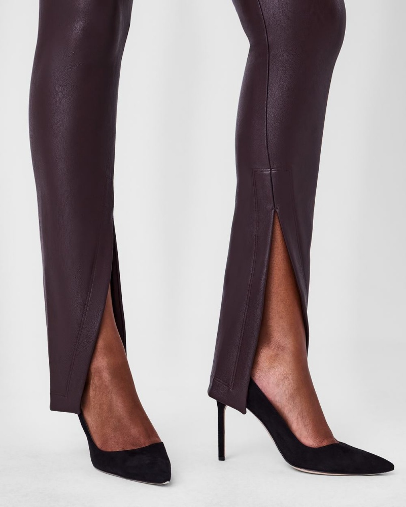 Kalhoty Spanx Læder-Like Front Slit Hubená Růžové Čokolády | 1604387-RM