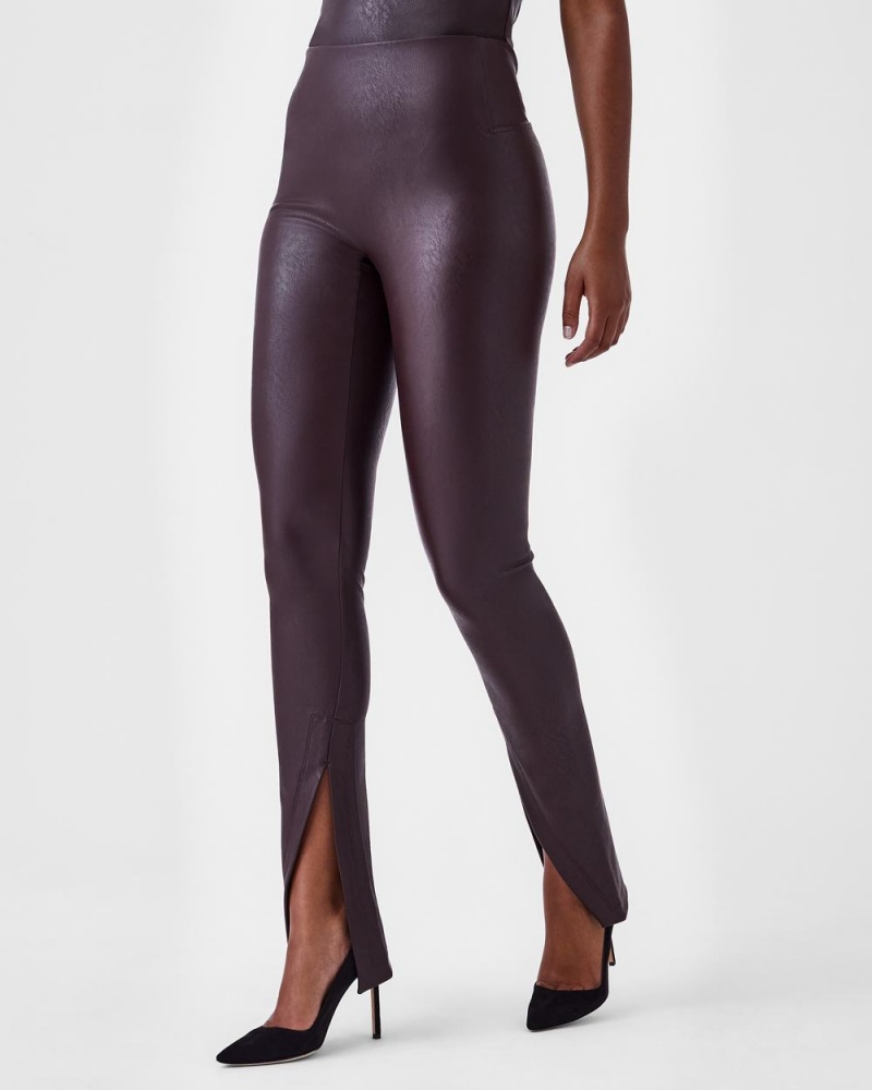 Kalhoty Spanx Læder-Like Front Slit Hubená Růžové Čokolády | 1604387-RM
