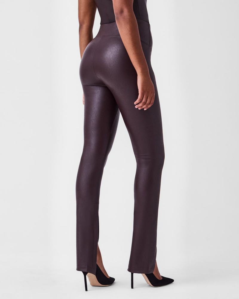 Kalhoty Spanx Læder-Like Front Slit Hubená Růžové Čokolády | 1604387-RM