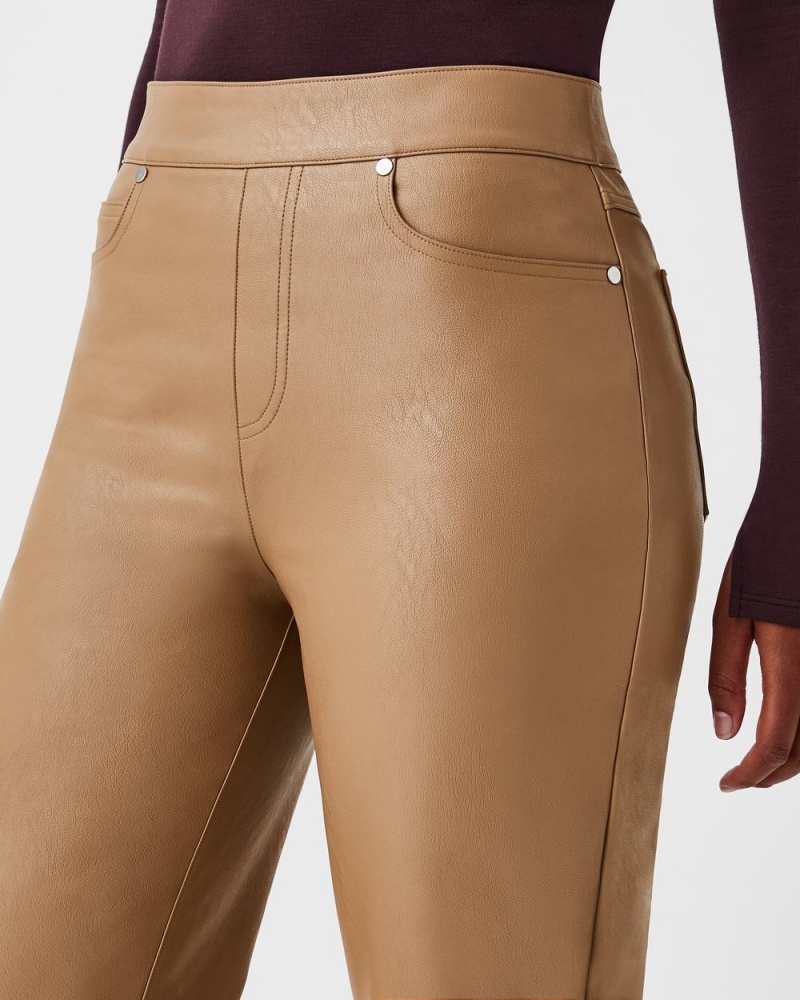 Kalhoty Spanx Læder-Like Slim Rovný Toffee | 2416598-YR