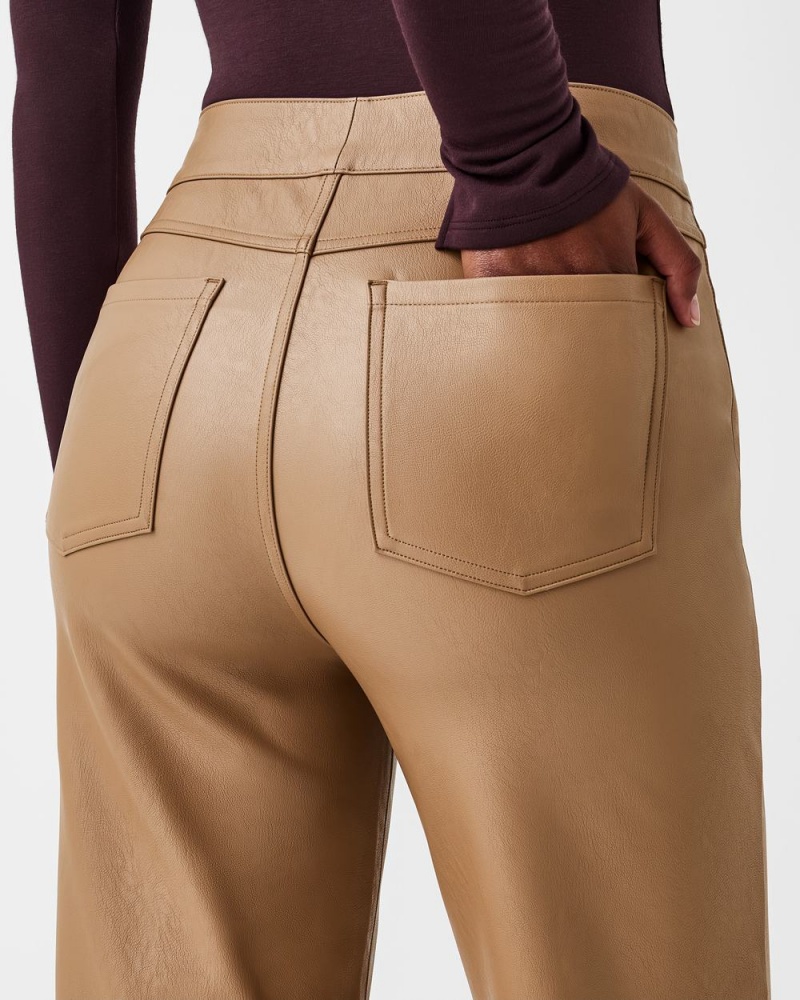 Kalhoty Spanx Læder-Like Slim Rovný Toffee | 2416598-YR