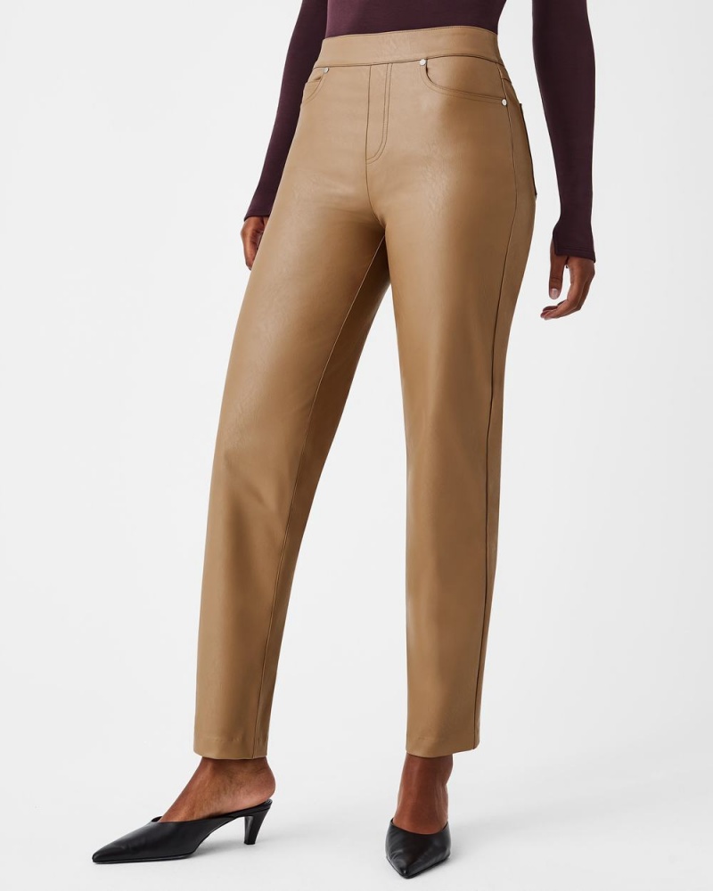 Kalhoty Spanx Læder-Like Slim Rovný Toffee | 2416598-YR