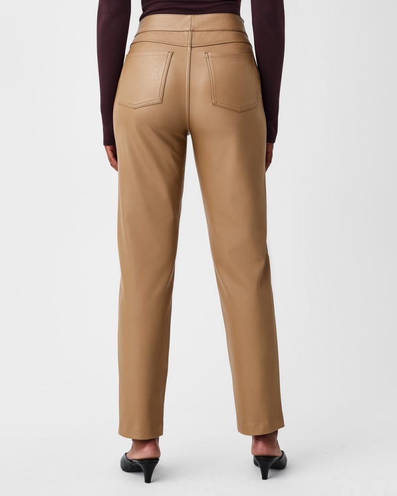 Kalhoty Spanx Læder-Like Slim Rovný Toffee | 2416598-YR