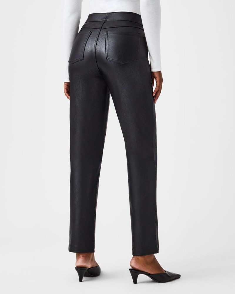 Kalhoty Spanx Læder-Like Slim Rovný Černé | 7209158-TN