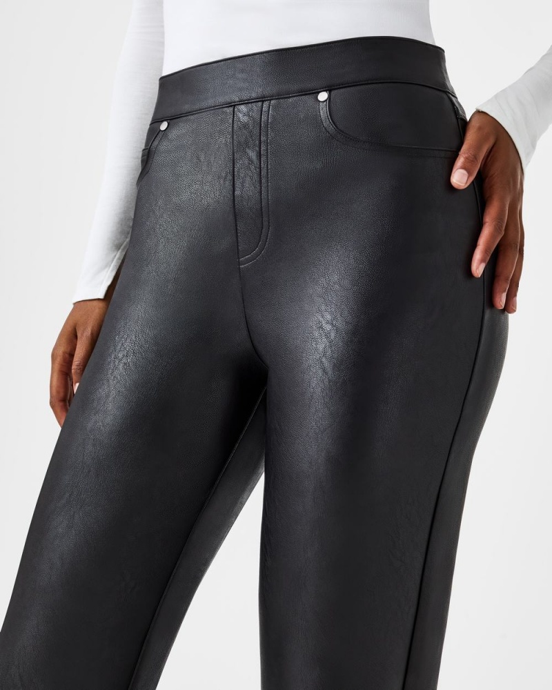 Kalhoty Spanx Læder-Like Slim Rovný Černé | 7209158-TN