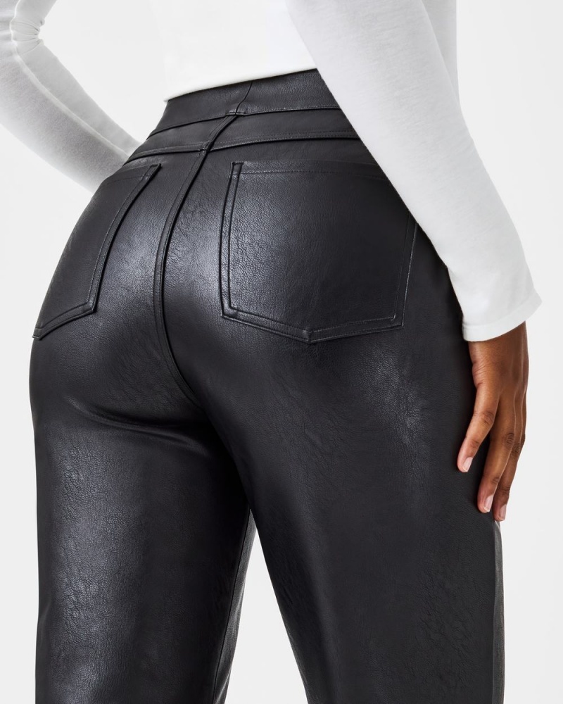 Kalhoty Spanx Læder-Like Slim Rovný Černé | 7209158-TN