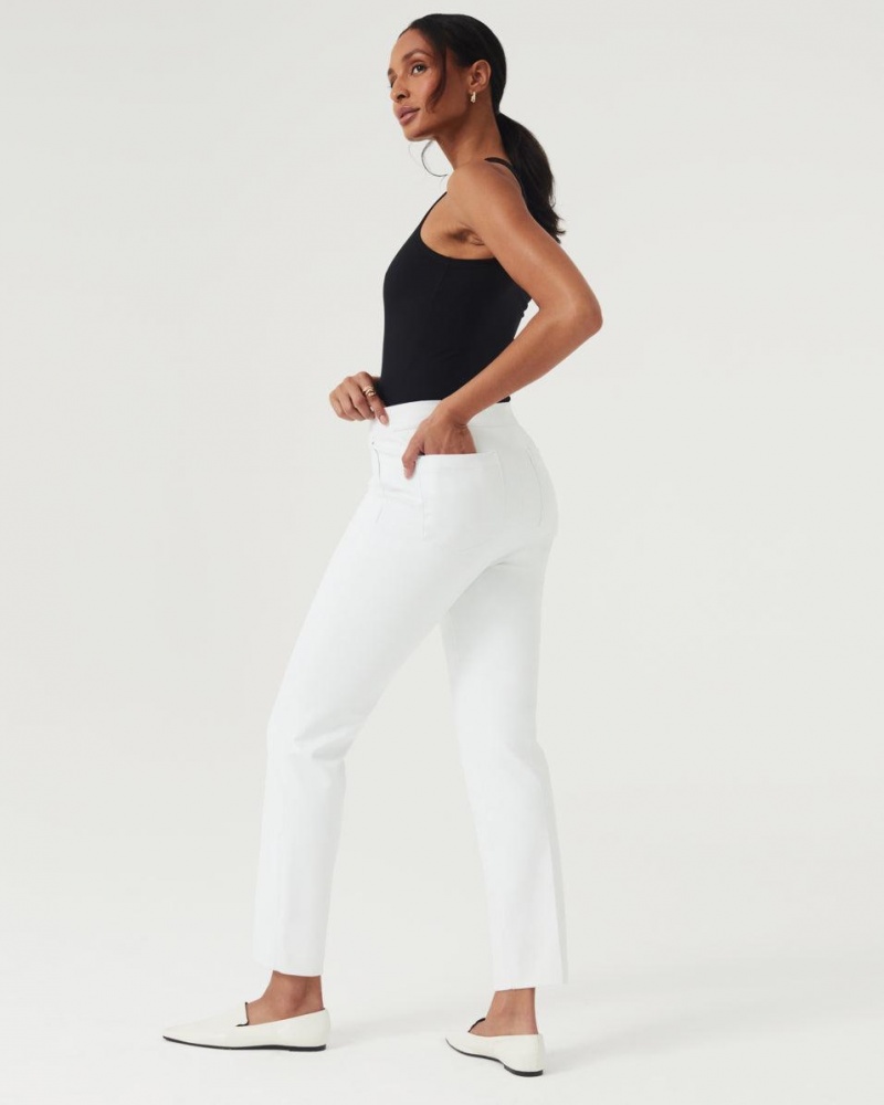 Kalhoty Spanx On-the-Go Ankle Slim Rovný Pant with Ultimate Opacity Technologie Bílé | 7216054-OF
