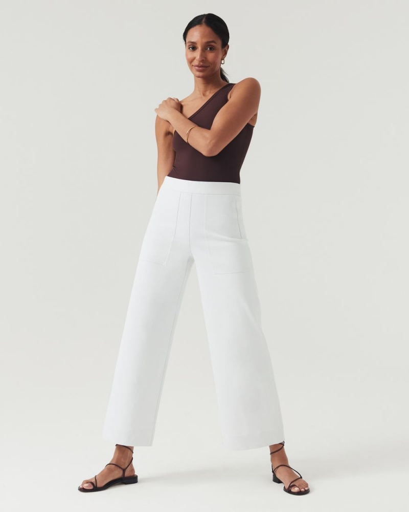 Kalhoty Spanx On-the-Go Široké Leg Pant with Ultimate Opacity Technologie Bílé | 7235619-IN
