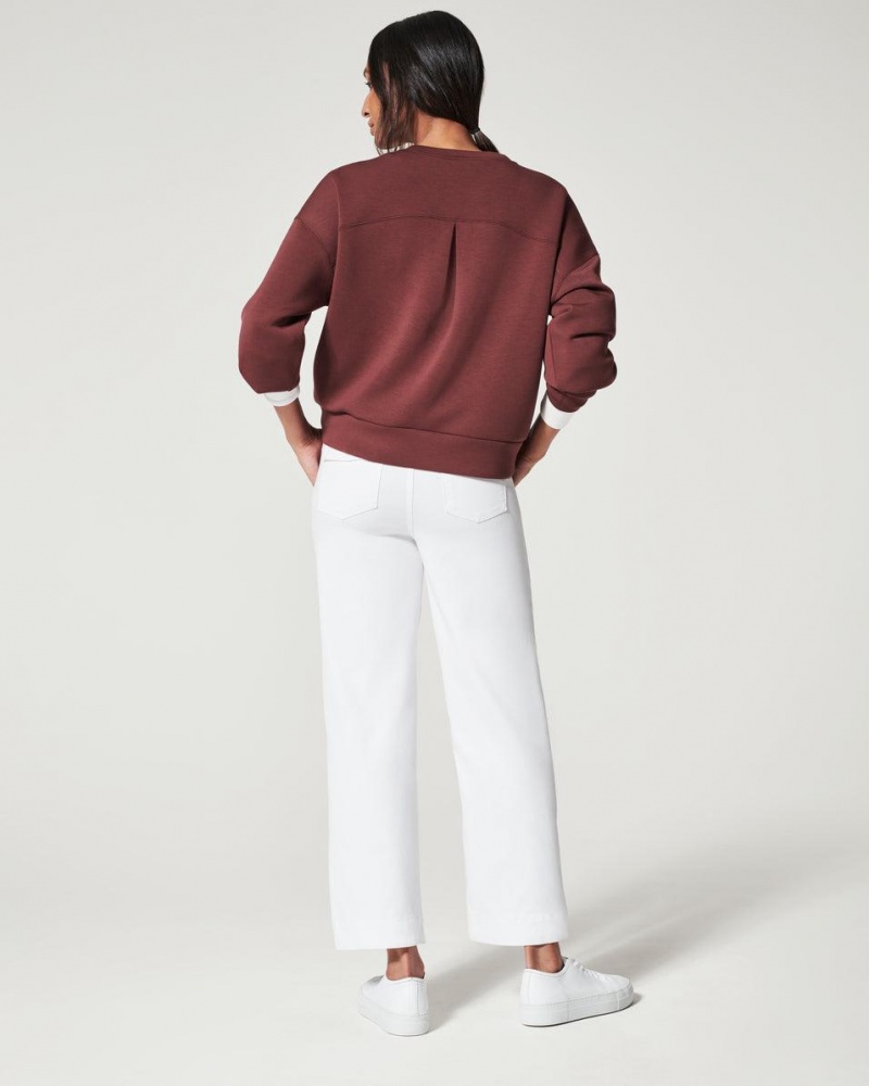 Kalhoty Spanx Stretch Twill Cropped Široké Leg Bílé | 6502781-ZT