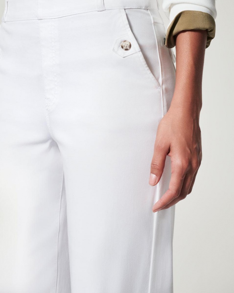 Kalhoty Spanx Stretch Twill Cropped Široké Leg Bílé | 6502781-ZT