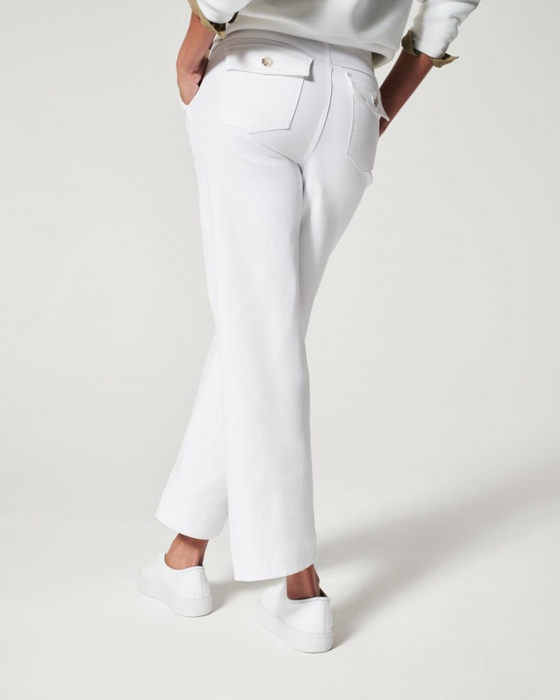 Kalhoty Spanx Stretch Twill Cropped Široké Leg Bílé | 6502781-ZT