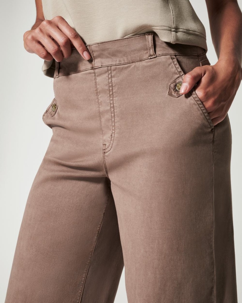 Kalhoty Spanx Stretch Twill Cropped Široké Leg Hnědožlutý | 1396042-FQ