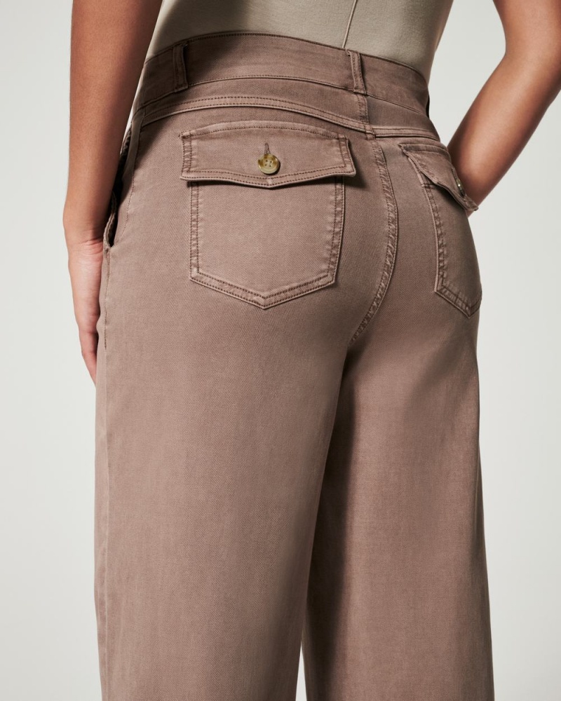 Kalhoty Spanx Stretch Twill Cropped Široké Leg Hnědožlutý | 1396042-FQ