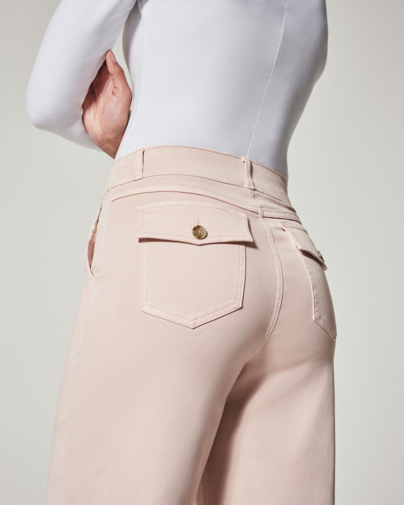 Kalhoty Spanx Stretch Twill Cropped Široké Leg Růžové | 5764213-DO