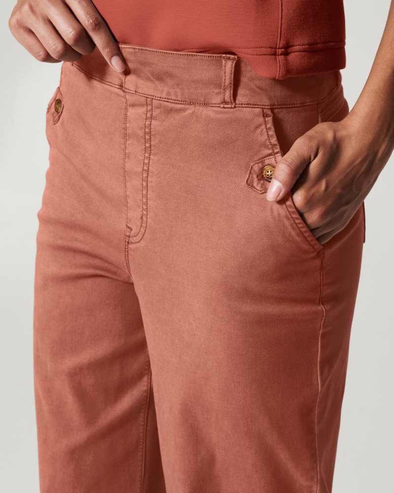 Kalhoty Spanx Stretch Twill Cropped Široké Leg Hnědé | 6714309-CS
