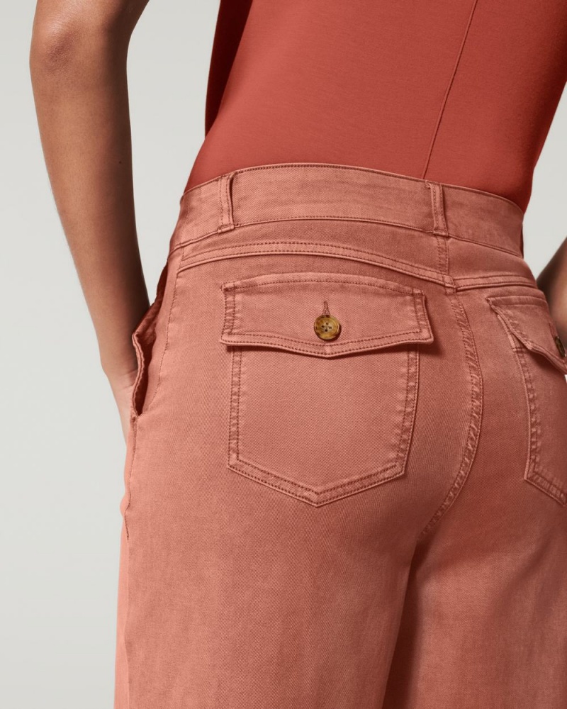 Kalhoty Spanx Stretch Twill Cropped Široké Leg Hnědé | 6714309-CS