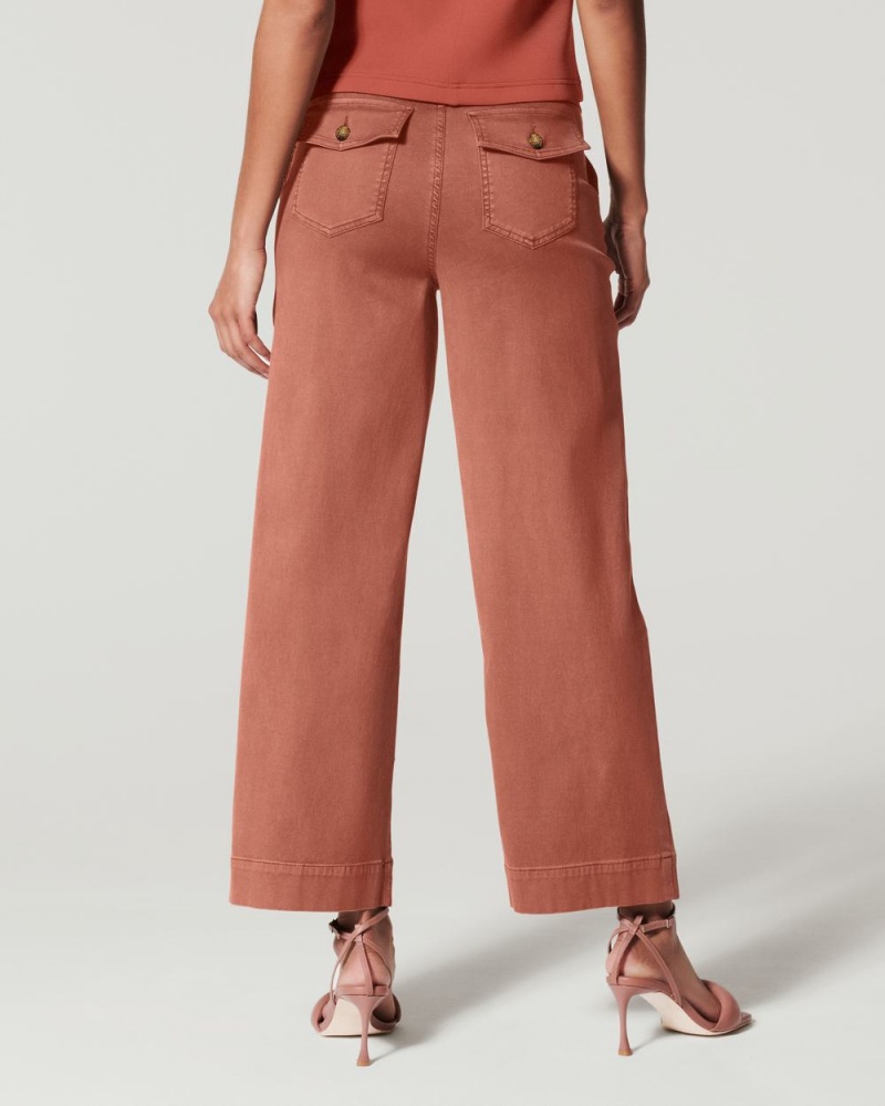 Kalhoty Spanx Stretch Twill Cropped Široké Leg Hnědé | 6714309-CS