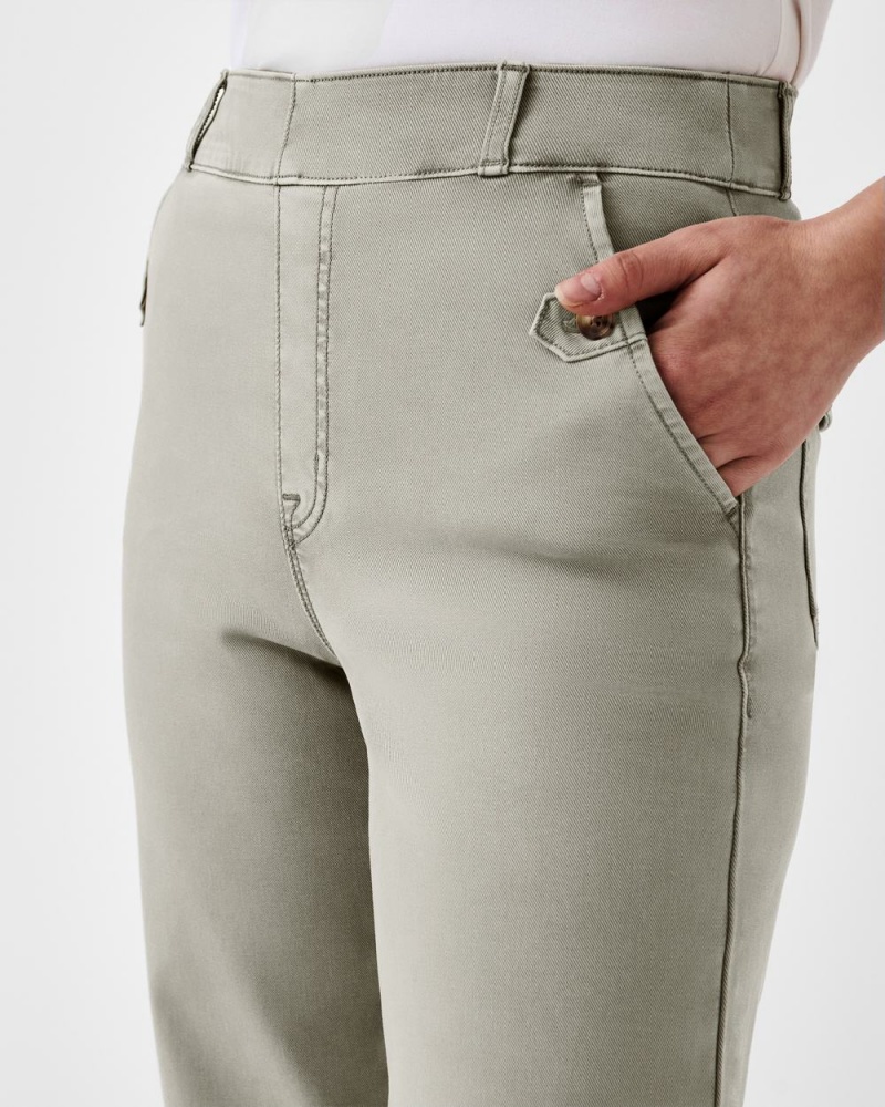 Kalhoty Spanx Stretch Twill Cropped Široké Leg Olivy Zelené | 0527634-MZ