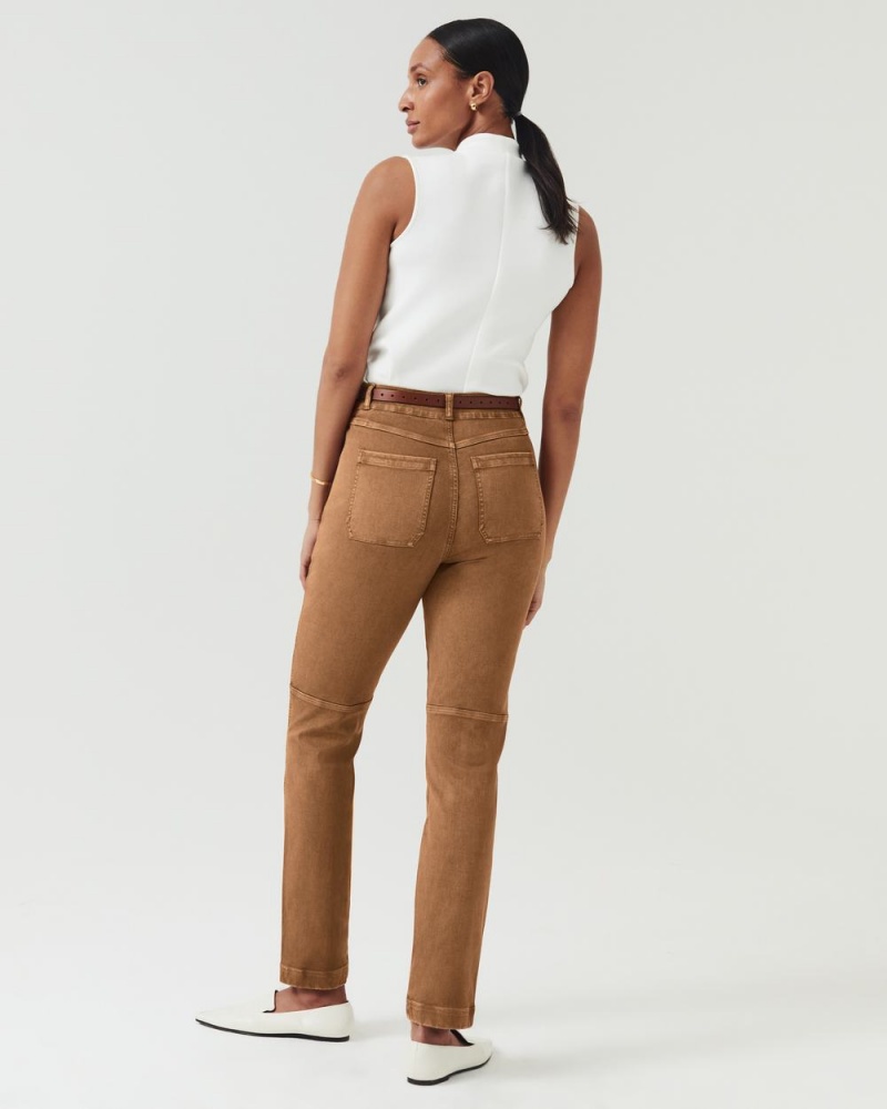 Kalhoty Spanx Stretch Twill Rovný Leg Hnědé | 3248106-XC